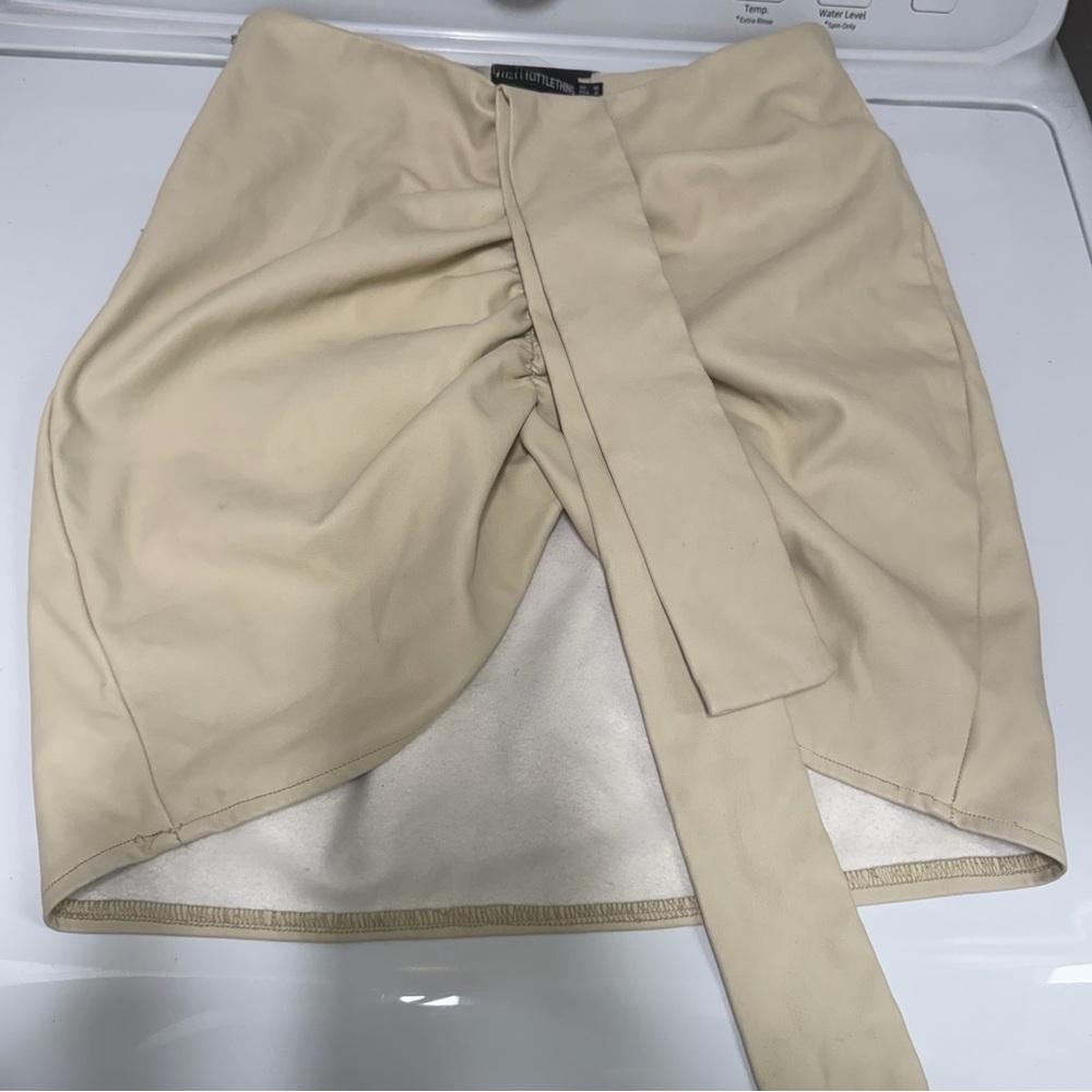 PrettyLittleThing Asymmetrical Cream Skirt